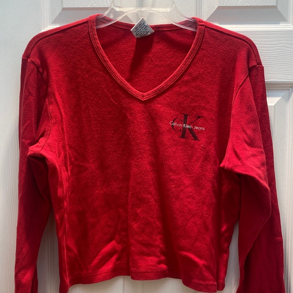 Vintage Calvin Klein Red Long Sleeve Top